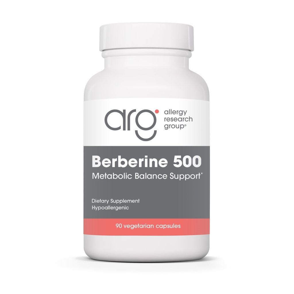 过敏性研究组 Berberine 500mg 补充 - 多面元素支持,支持健康胆固醇,印度巴贝利根,伪麻黄素,蔬菜卡普苏莱斯 - 90 Counter