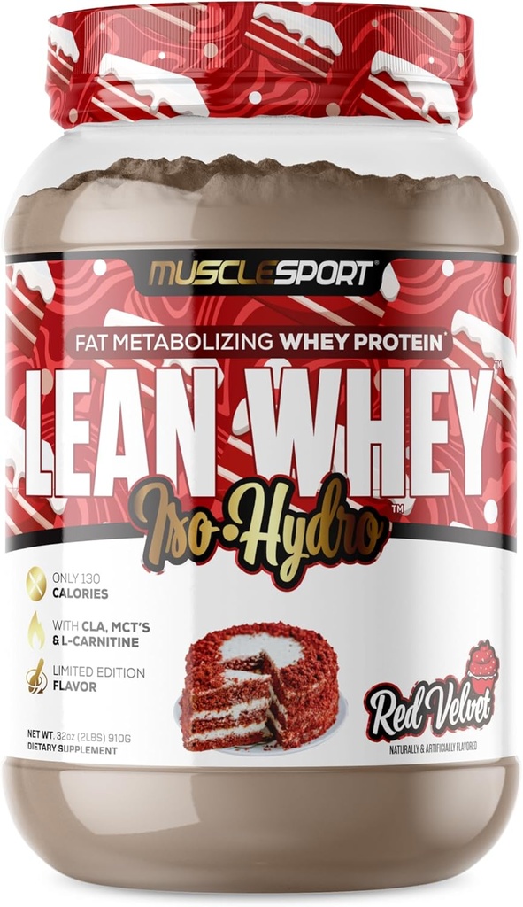 肌肉运动 Lean Whey 革命 TM 蛋白质粉 - Whey 蛋白质隔膜 - 低卡路里, 低碳, 低脂肪, 不可思议的火焰 - 25g 蛋白质/ Scoop - 2lb 红天鹅绒