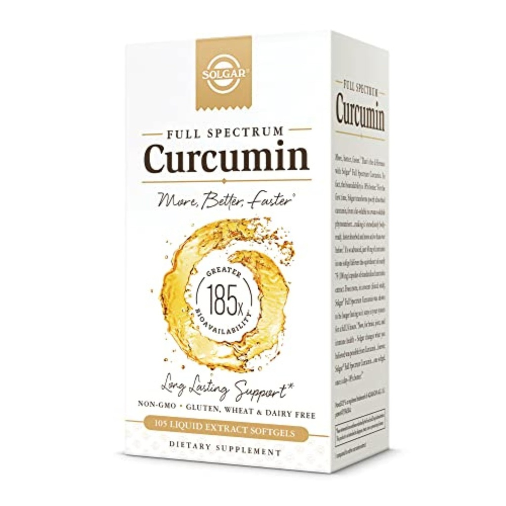 Solgar Full Spectrum Crucumin - 105 Licaps - 高级吸收 - 大脑、联合和免疫健康 - Vegan、Gluten-Free、N-GMO、乳制品免费 - 105