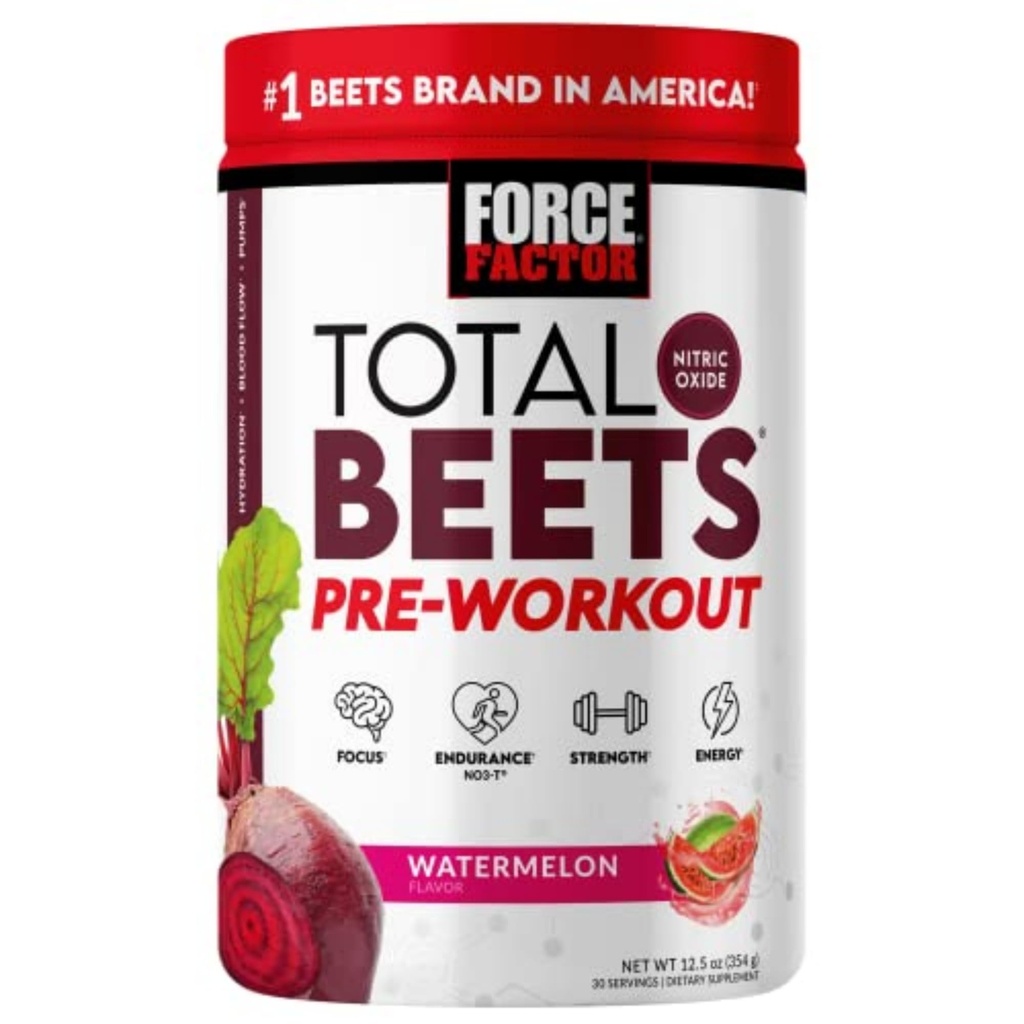 FORCE FACTOR 总比特前工作粉丸,用于促进能量和耐力,增强力量,改善血流和泵,Nitric Oxide 补充比特根粉,西瓜,30种服务