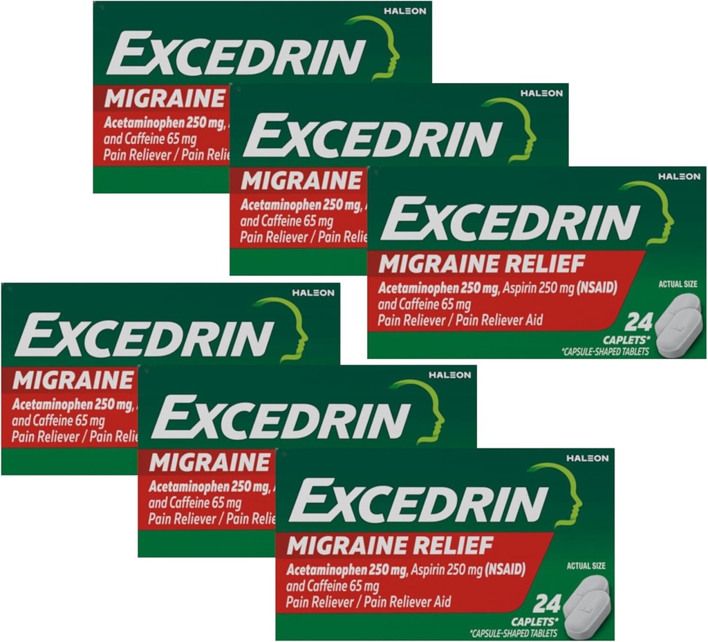 Excedrin Migraine Relief Medication, 24 Caplets (6号包)