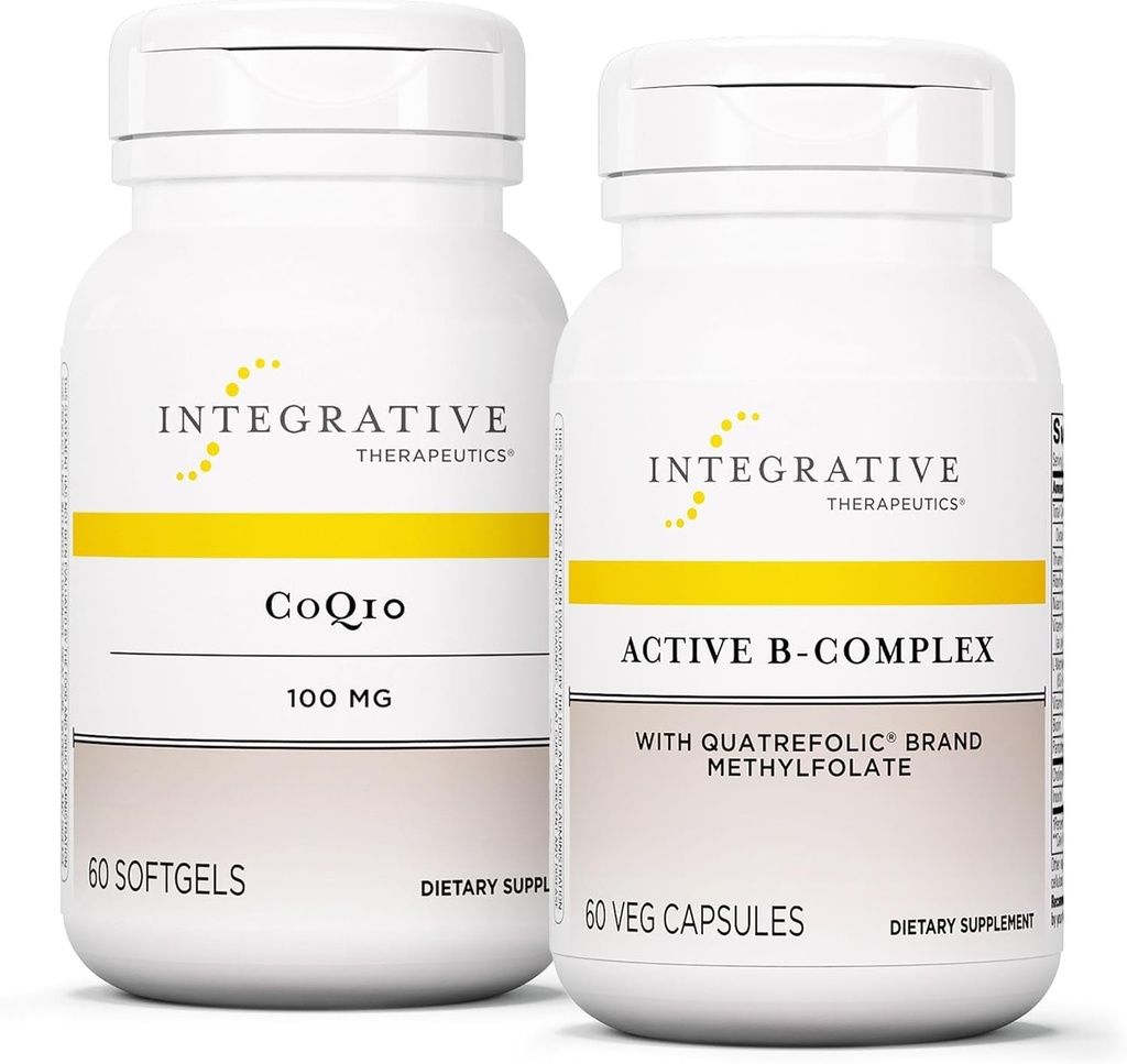 与主动B-Complex,60 Capsules & CoQ10(100mg),60 Softgels - 支持能量代谢活性B-Complex * - 支持心脏和大脑健康的CoQ10* 合并治疗包