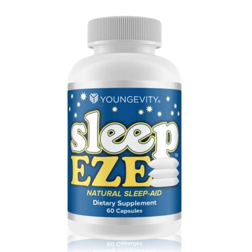 幼年睡眠 Eze - 自然睡眠支持 - Valerian Root, Passion Flower, 5-HTP, Melatonin - 非哈比特形态 - 睡眠支持补充 - (60 Capsules)