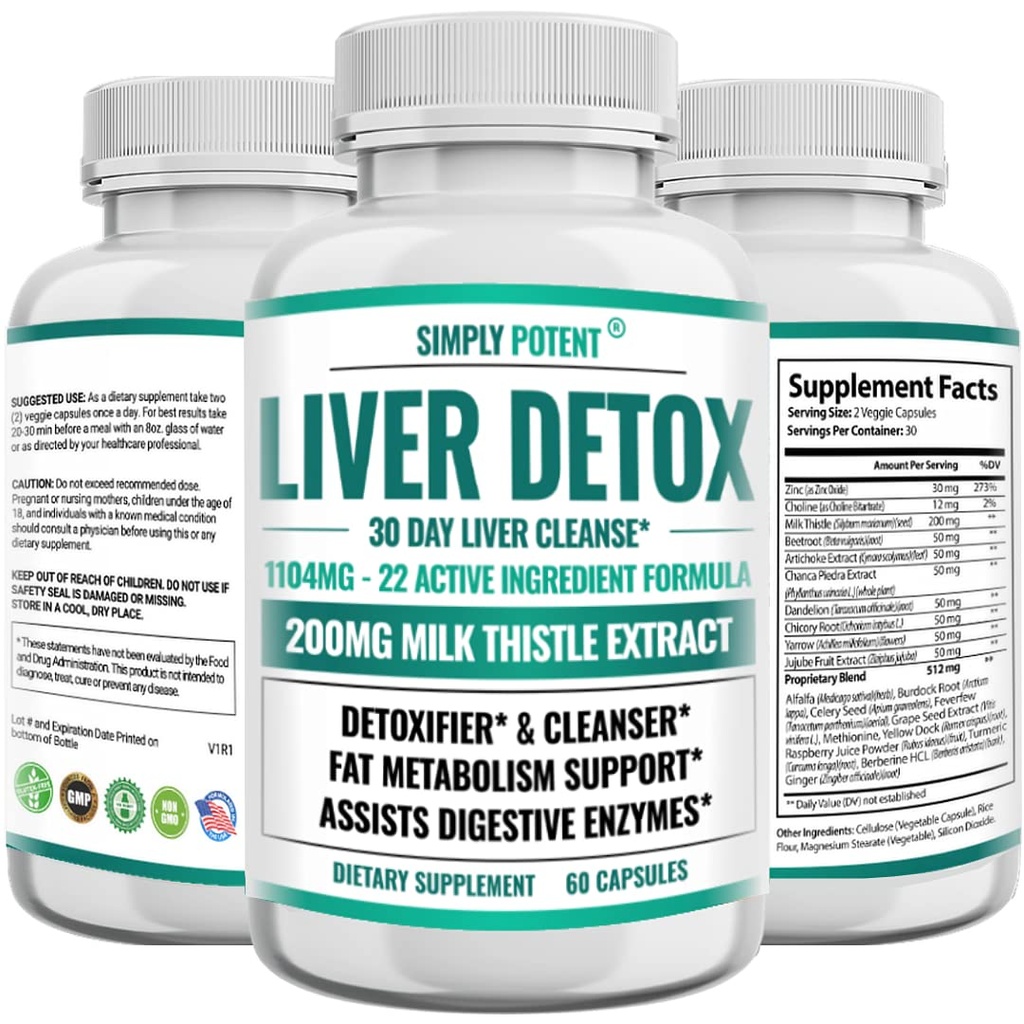Liver Cleanse Detox & Reference Supplements, Artichoke 提取 Liver 健康公式 w 22 Shebs for Liver Support, Liver Detox Cleanse Pills - 牛奶酸盐丹德利翁 Turmeric Ginger Beet Zinc, 60 Capsules