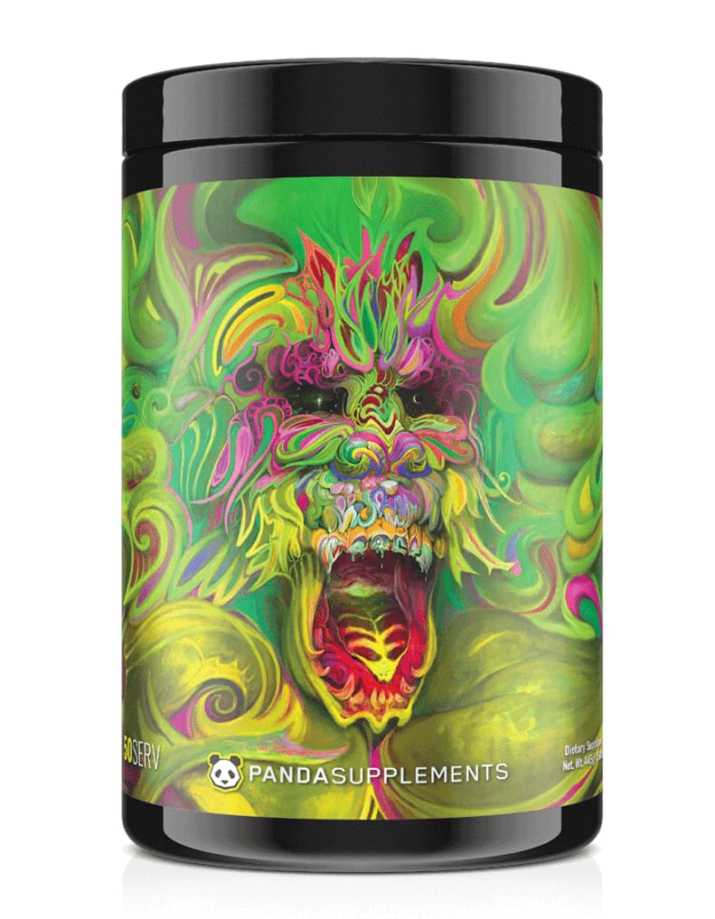 地下生物实验室 熊猫 Supps: Rampage, Extreme Pre-Workingout, High Stime, 最大泵, 焦点, 和能源, (50 services) (Kiwi-Lychee-Pinapple Flavor AKA Goblin Juice)