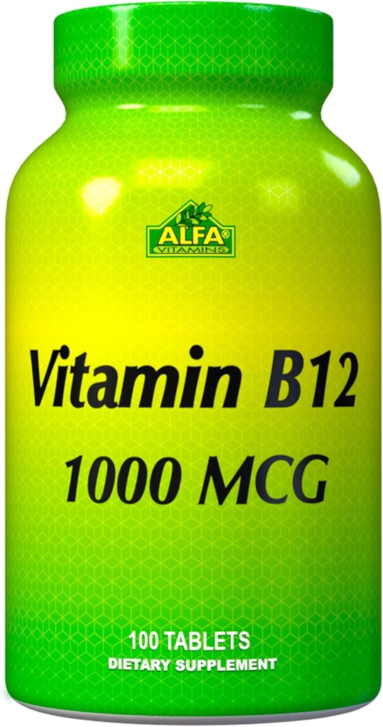ALFA VITAMINS 维生素B12 1000 Mcg 100 平板电脑. 免疫系统. 神经和脑健康。 代谢