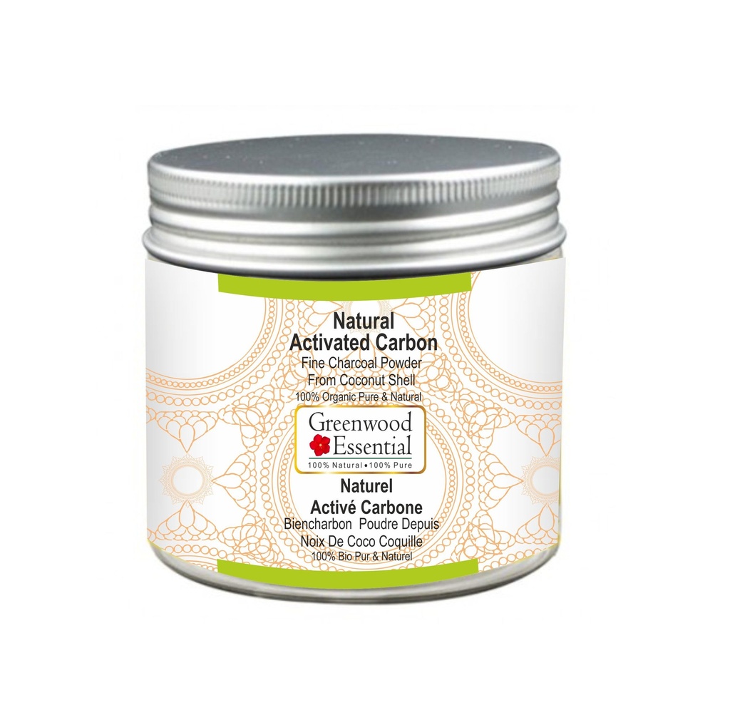 Greenwood 基本天然活性碳精炭粉 来自椰子壳100%有机纯和天然100gm(3.5 oz)