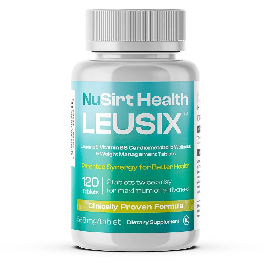 LEUSIX 重量管理补编 — 获专利的Leucine + 维生素B6 公式 — 支持代谢,脂肪利用和精液肌肉 — 120 片 (1-月供应)
