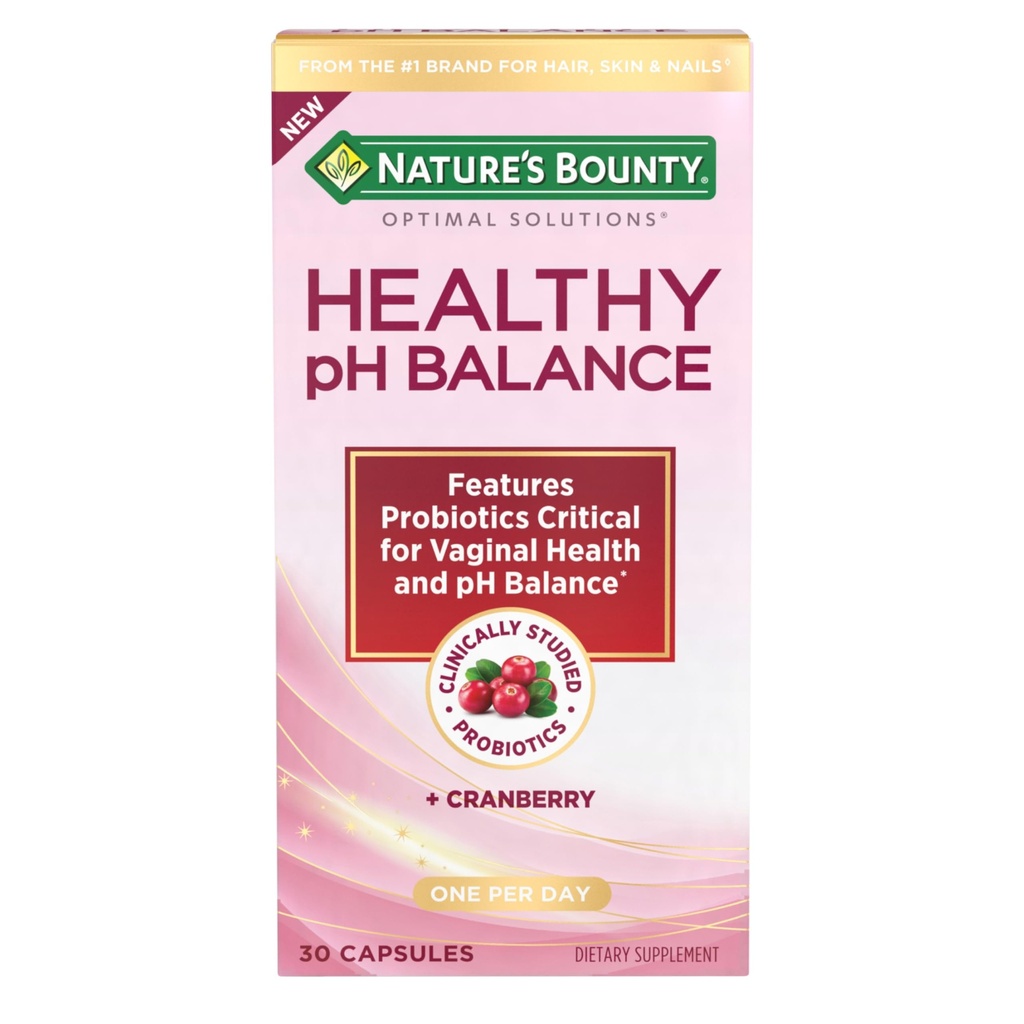 Nature's Bounty Probiotics for Women, Vaginal Probiotics for Healthy pH Balance, 2 Billion CFU, Clinically Studied Strains, Optimal Solutions pH Balance Pills, 30 Vegetarian Capsules