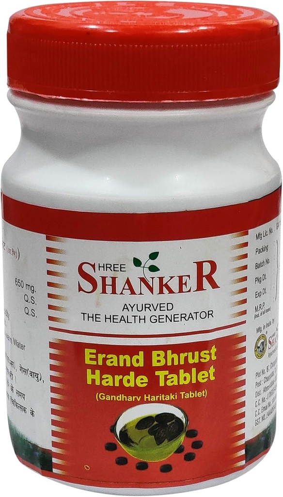 Ayucine Forever Shree Shanker Ayurvedic 药典 Erand Bhrust Harde Tapet - 100 tabx 包装为 3