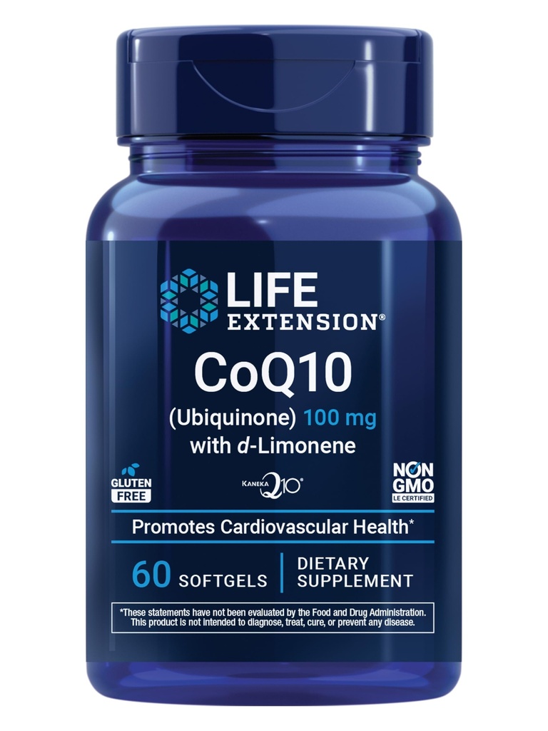 生命延长 CoQ10(Ubiquinone) 配有 d-Limonene – 心脏健康,对抗Fatigue将军,更好的吸收 – Gluten-free,非GMO – 60 Softgels