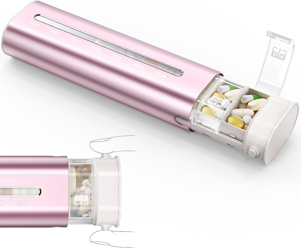 Zannaki铝 每周7天药丸组织者、带有三层封条的便携式旅行药丸案、大容量可爱每日药丸盒、维生素、药丸、补充剂和药剂的药丸容器