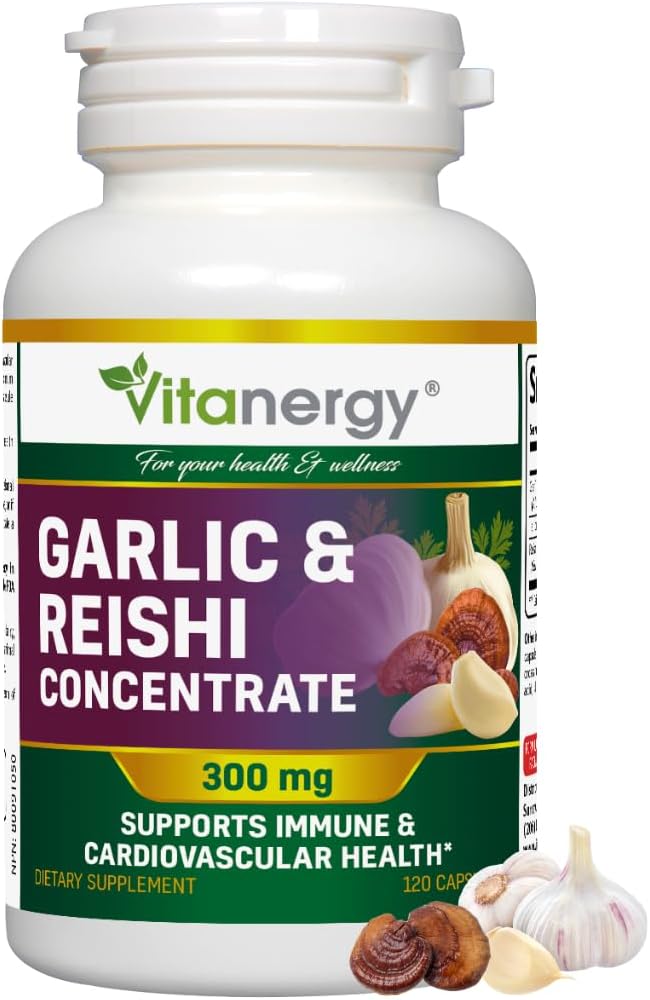 Garlic & Reishi Capsules - 心血管健康与免疫支持 - 精通整批批提取,无余味 - 120 Vegan Caps
