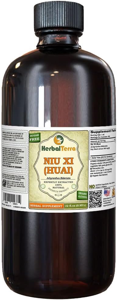 NIU Xi (Huai), Achyranthes (Achyranthes Bidentata) 叮当,干根液体提取器(Brand name:Herbalterra, Proudly made in USA) 32 fl.oz (0.95 l) (英语).