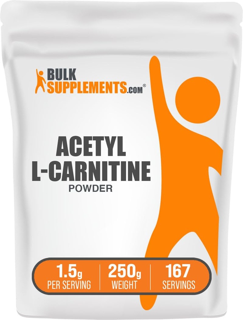 Bulk Assupports.com 乙酰L-卡尼丁粉 - 作为ALCAR HCl,卡尼丁补充剂 - Gluten Free,每架服务1.5g,250g(8.8 oz)(一包)