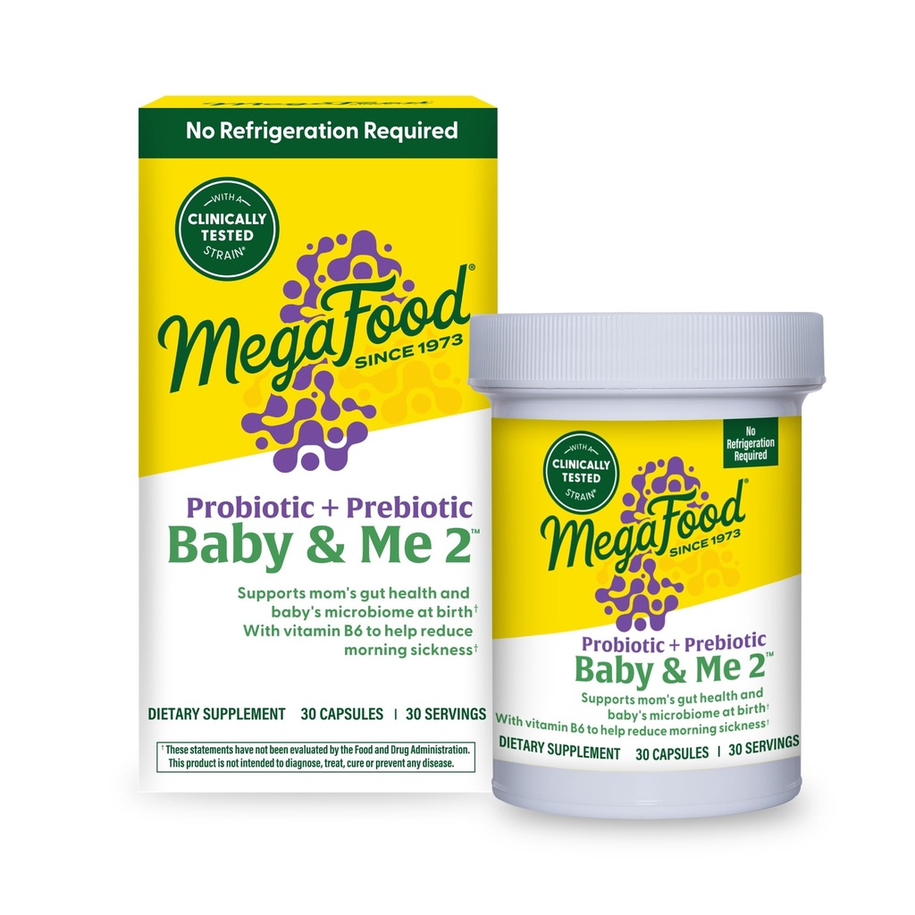 MegaFood Baby & Me 2 产前避孕药、蔬菜孕前避孕药和妇女避孕药、饮食保健与免疫支助、早间疾病救济维生素B6、30卡普尔