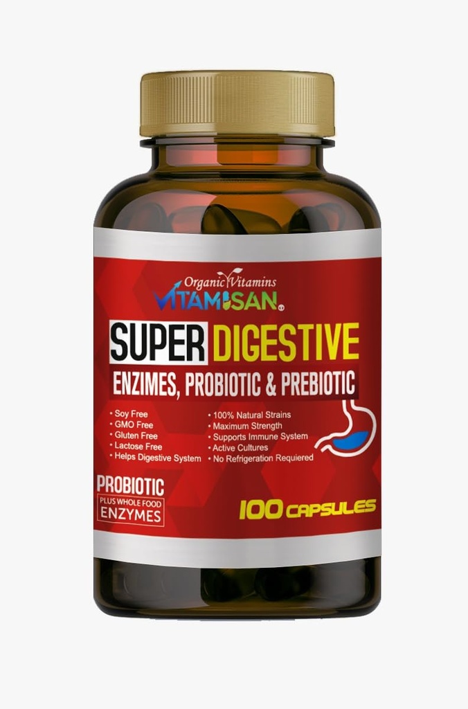 VITAMISAN 销售 Biliares 消化酶 Pancreatin Enzimas 消化酶 亲生和预生100帽