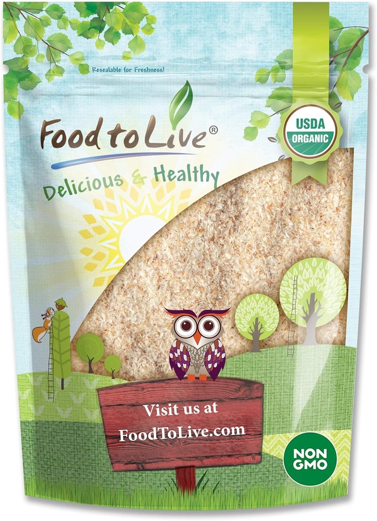 食物到生活 - 有机全肽胡斯克,8 Ounces - 非GMO Flakes, Vegan, Kosher, Keto Friendly, Raw, Unsweeted, Unflavored, Bulk, Great for Baking (英语).
