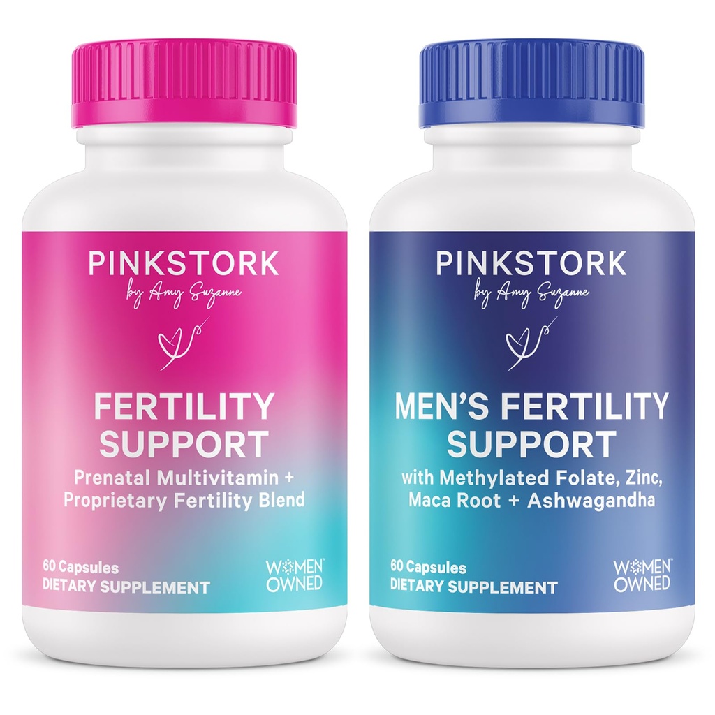 Pink Stork & Blue Stork His and Hers 生育率套装:妇女生育率套装、男子生育率套装、生育前维生素、维特克斯、Inositol、福拉多、维生素B6、60卡普苏勒斯