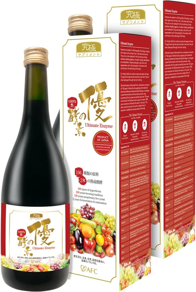 AFC Japan Digestive Ultimate Enzyme Drinch – 纯消化酶用于消化,气体,布洛丁,便秘救济和免疫支持 106 发酵水果和蔬菜,Enzyme Supplement, 720mlx2