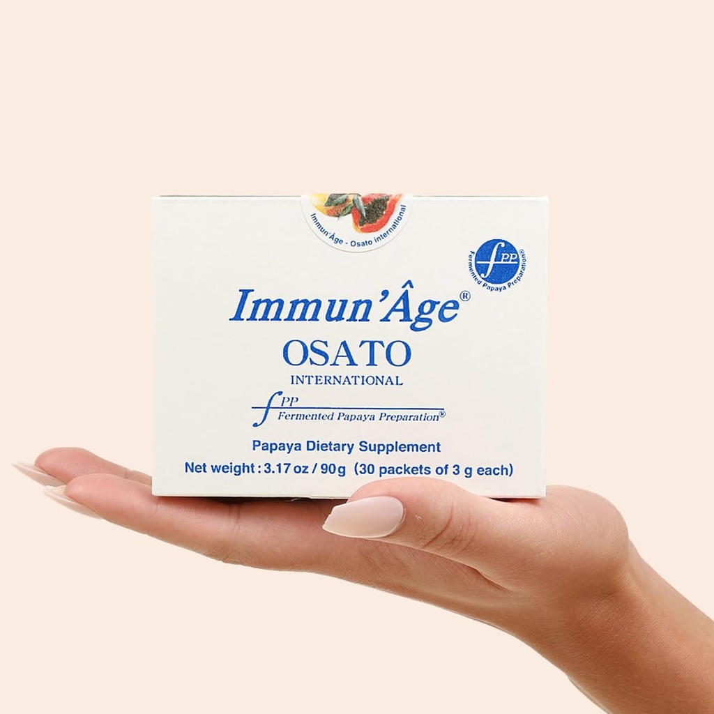 IMMUN'ÂGE - 抗衰老补充剂 - NRF2 活性剂 - 免疫支持剂 - 抗氧化剂 - 细胞能量促进剂 - 皮肤老化防护剂 - 100% 日本发酵的木瓜 - 粉末 - 30个包×3克