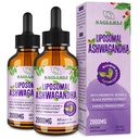 Liposomal Ashwagandha液滴2000mg, Ashwagandha 根提取补充物(7% Withanolides),配有黑椒提取剂和聚焦、认知和能源的抗生素——4 FL.OZ(2瓶)