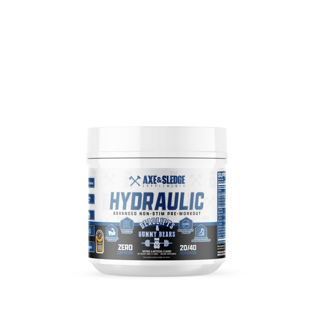 Axe & Sledge 水力学 男子和女子无兴奋剂预战粉 | 性能, Stamina, Focus, Pumps | L- Citrulline, Beta Alanine, Creatine, Cafeine- Free, Deadlifts & Gummy Bears