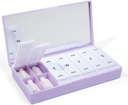 PORT X POLISH 设计师 每周药盒组织者(AM/PM 2X Daily, Lilac) QQ Contract,时尚7天维生素补充案例 QQ可爱便携式迷你旅行药品 载体 QQ BPA免费药盒 Caddy