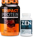 营养学 TRIPACT 蛋白质粉,7-in-1 食用置换摇摆,奶油巧克力(40种服务)  Zen天然镁补充剂(30种服务)