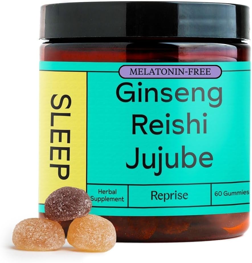 Melatonin 成人免费自然睡眠援助 NO Melatonin Jujube & Reishi 蘑菇的草药混合剂 - 深眠补充剂和放松剂 zzz, 60 Vegan Gummys