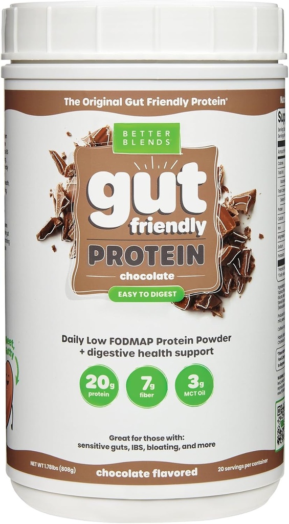 Collagen Peptides and Oat Protein Powder- Low FODMAP Certified, Diary-Free, Soy-Free, 100% Gut-Friendly and Non-Bloating, Original Chocolate, 20 Servings
