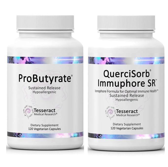 宇宙药剂医学研究 Ultra Gut和Immune Health Combo,Butyric Acid Complex Gut Health Supplies (120 Capsules)和Quercetin, Immune支助 Supplies (120 Capsules)