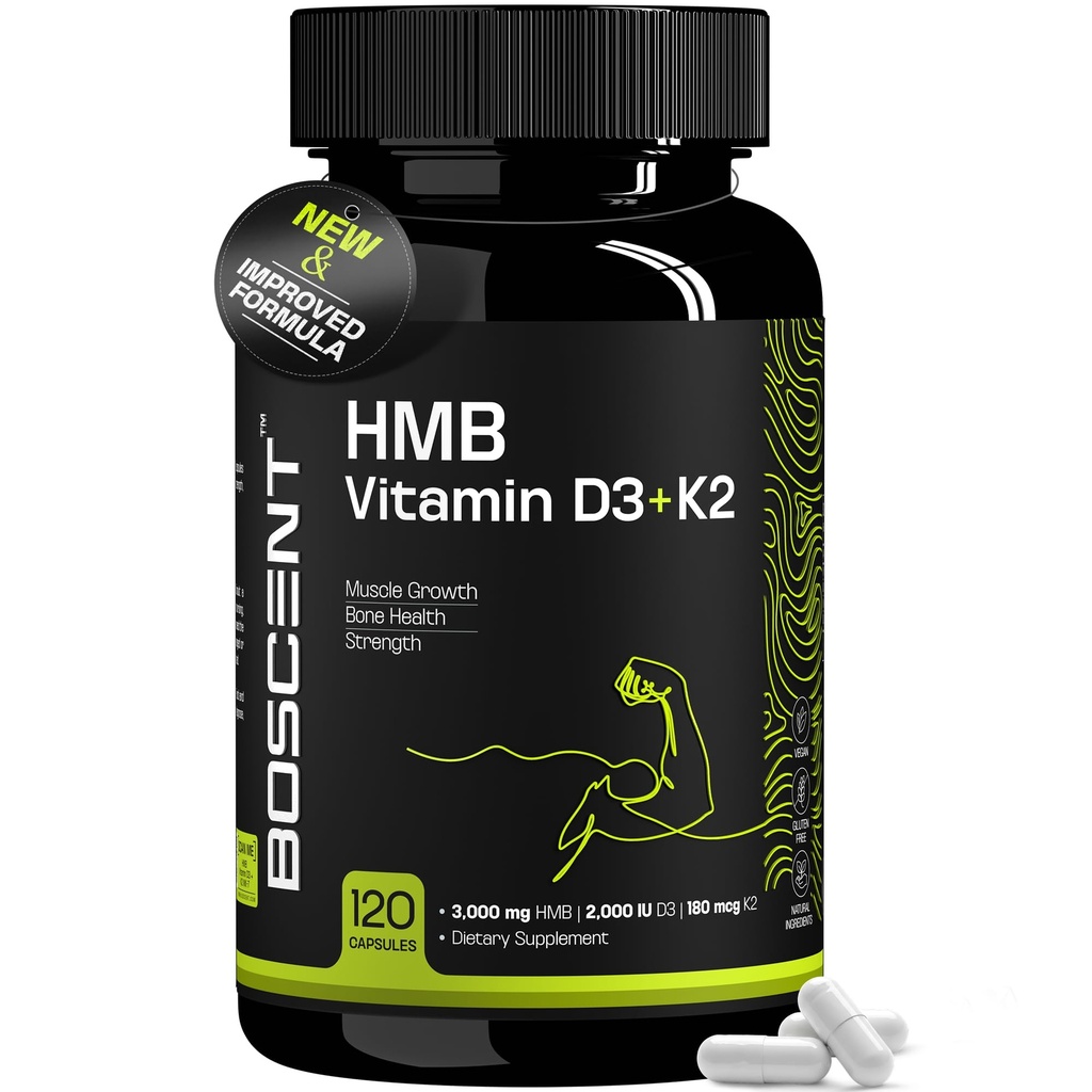 HMB和维生素D3 补充1000 MG(180 Capsules) - HMB 补充4000 UI的D3 & Calcium - 肌肉生长,强和治愈 - B-Hydroxy B-Methylbutylate Butyrate - 男性肌肉构建器