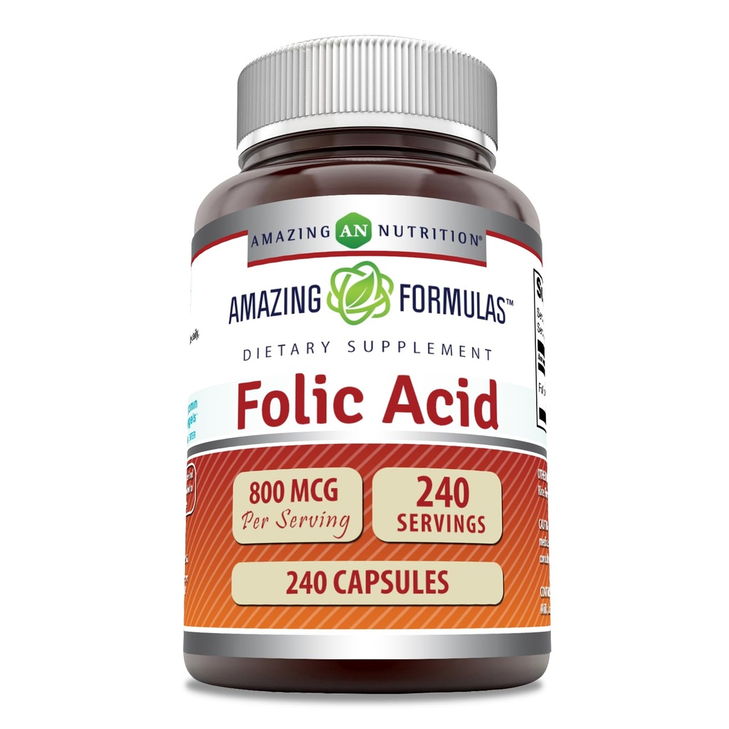 神奇的氟酸配方(维生素B9) 800麦片补充 | Capsules | Non-GMO | Gluten-free | | |  USA  USA  USA  USA  USA  USA  USA  USA (1 Pack | 240 Counter)