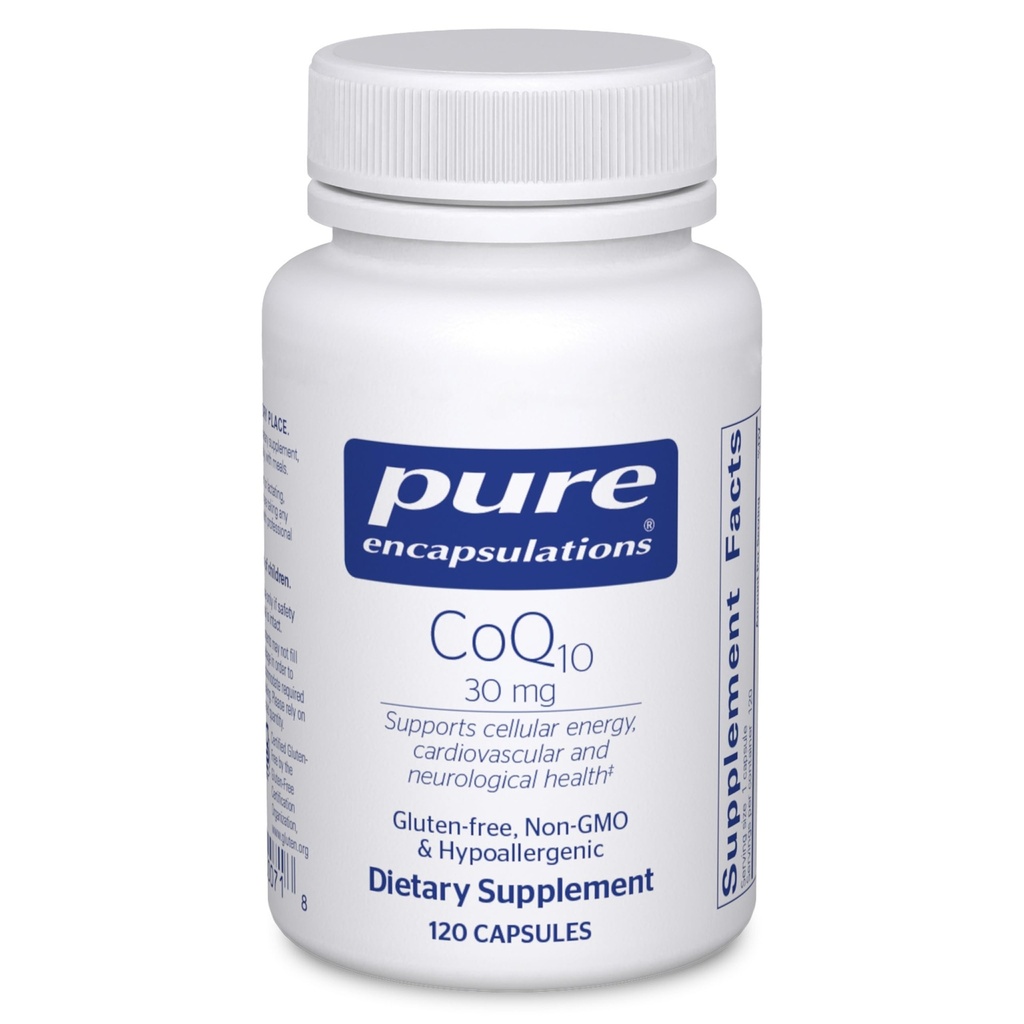纯封装 CoQ10 30 mg → Coenzyme Q10 能源、抗氧化剂、脑和细胞健康、认知和心血管支持的补充* 120 capsules