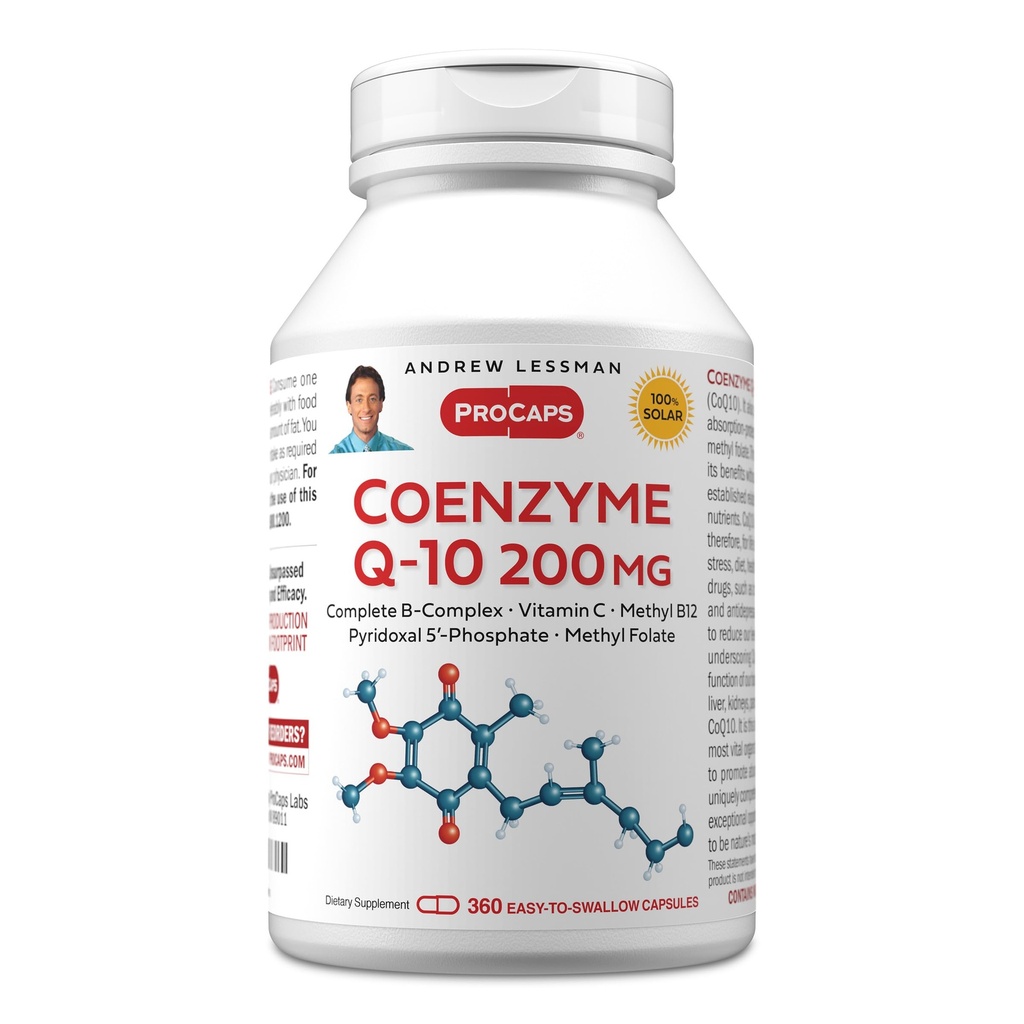 ANTREW LessMAN Coenzyme Q-10 200 mg 360 Capsules - 能源生产和优化关键器官功能、抗氧化剂支持、老化消耗、+ B-Complex。 容易燕子笼盖