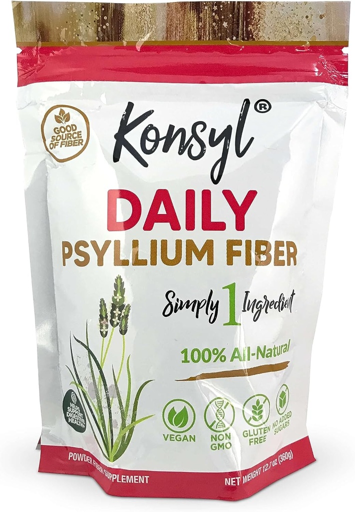 Konsyl Daily Psyllium Fiber 360g / 12.7oz - 非GMO, Vegan, Keto-Friendly, Fiber 补充粉末 - 支持消化健康