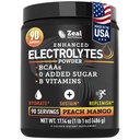 Zeal Naturals 电解石粉回收饮料(90 services QQ桃芒果) w 0 糖 + BCAAs + B-维生素 电解液补充 w 钾 锌和镁 水解 - Keto 电解液