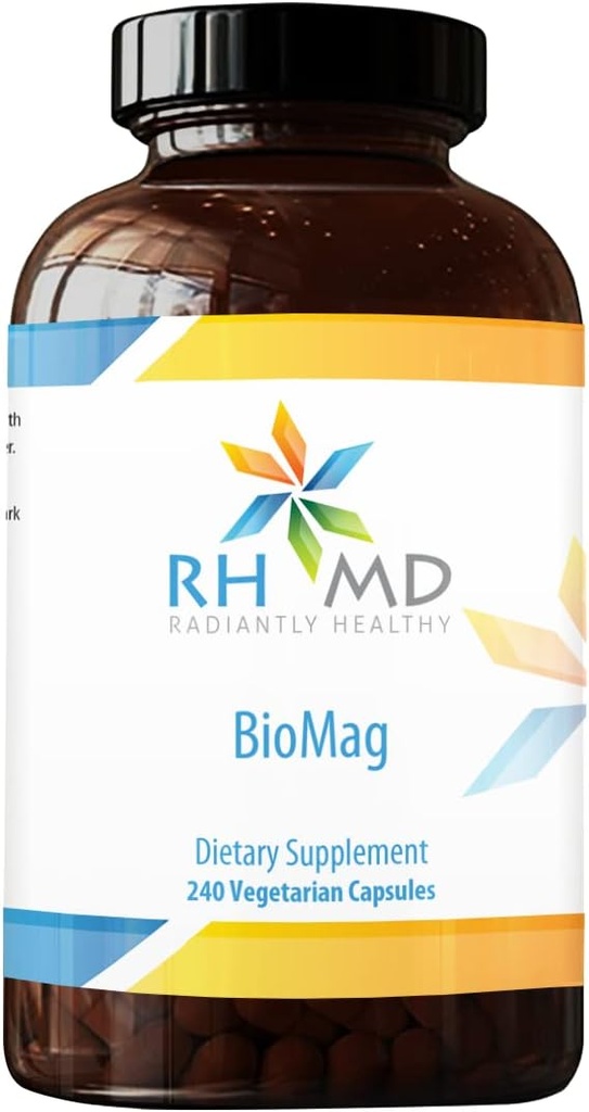RHMD BioMag - 360mg Chelated Magnesium 补充剂 - 高度生物可用Mag 支持能源,骨质健康+肌肉恢复 - (240个植物卡普尔)
