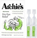 Archie的补救、干眼救济、超润滑眼滴水、清洁公式和防腐无毒维器、单用途,用于刺激和红眼、自然眼泪、30个计数