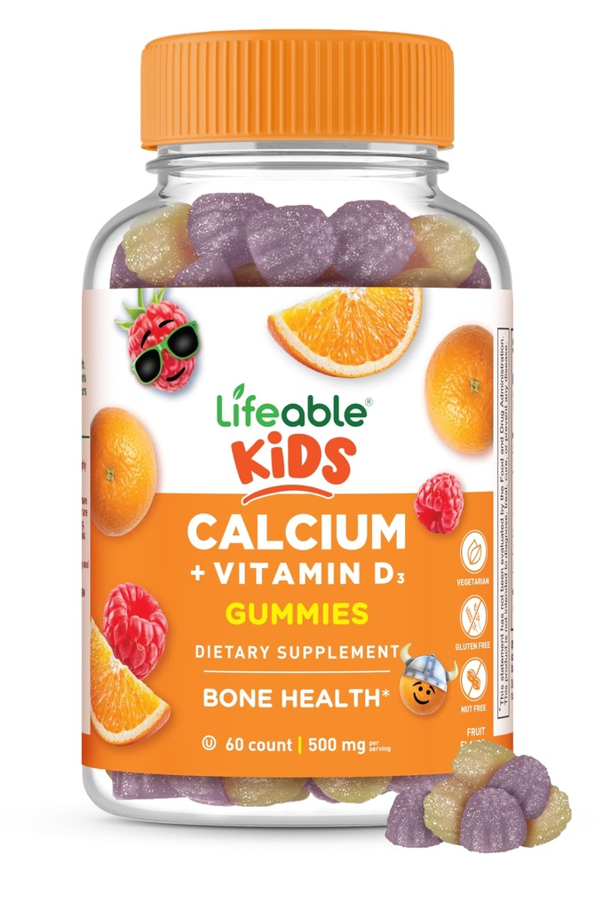 活生生的孩子 Calcium Gummys 配有维生素D3 → 500 mg Calcium 配有维生素D3 1000 IU → Great Tasting Calcium Supplor for Kids → Bone Health and Teth growth → 60 Gummies 配有维生素D3 1000 IU → Great Tasting Calcium Supplies for Kids → Bone Health and Teth growth → 60 Gummys