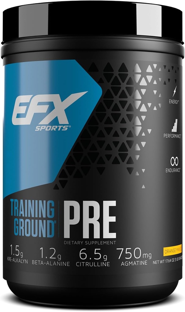 EFX 运动训练场预选工作粉 |能源与肌肉泵 |与Hydromax Glycerol, Citrulline, Beta Alanine → 300mg Cafeine → 20 services (橘芒果)
