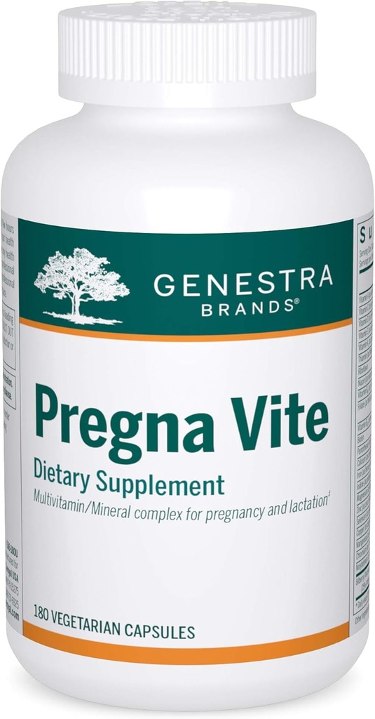 Genestra Brands Pregna Vite 支持使用叶酸、维生素D和铁的 健康妊娠 180 Capsules