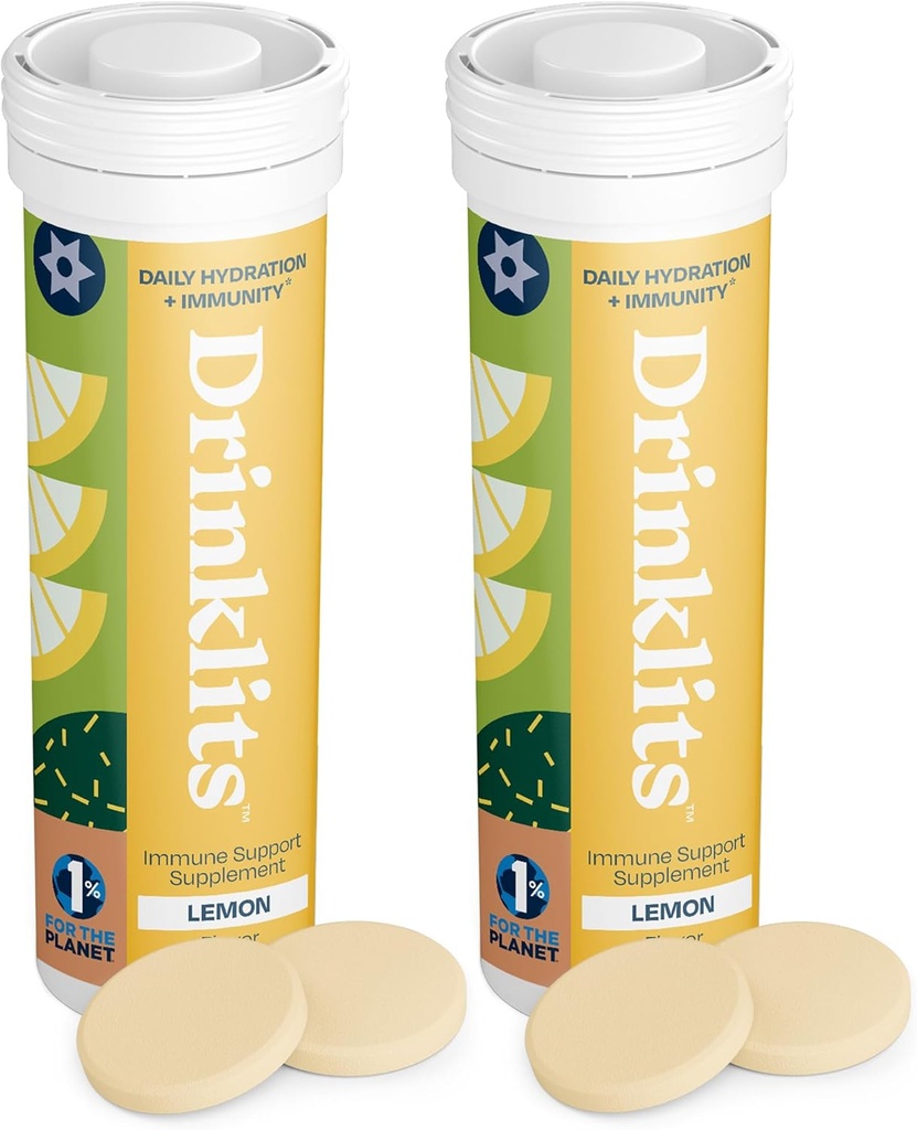 Drinklits柠檬液支持片(2) Tube Bundle – 每日豁免 - 0g 糖 - 维生素 - 电解质 - 草药混合物 – 20 services - 10 tables – 每块Tube