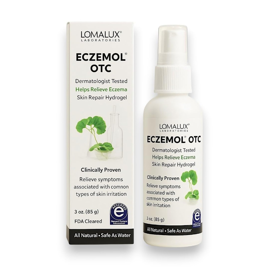 Loma Lux New Eczemol OTC 天然喷洒和无刺 Hypoclous 用于 Eczema 、 伤痕、烧伤、切片、皮肤刺激、辐射性皮肤炎、太阳灼伤、痒皮肤,用于儿童与成年人