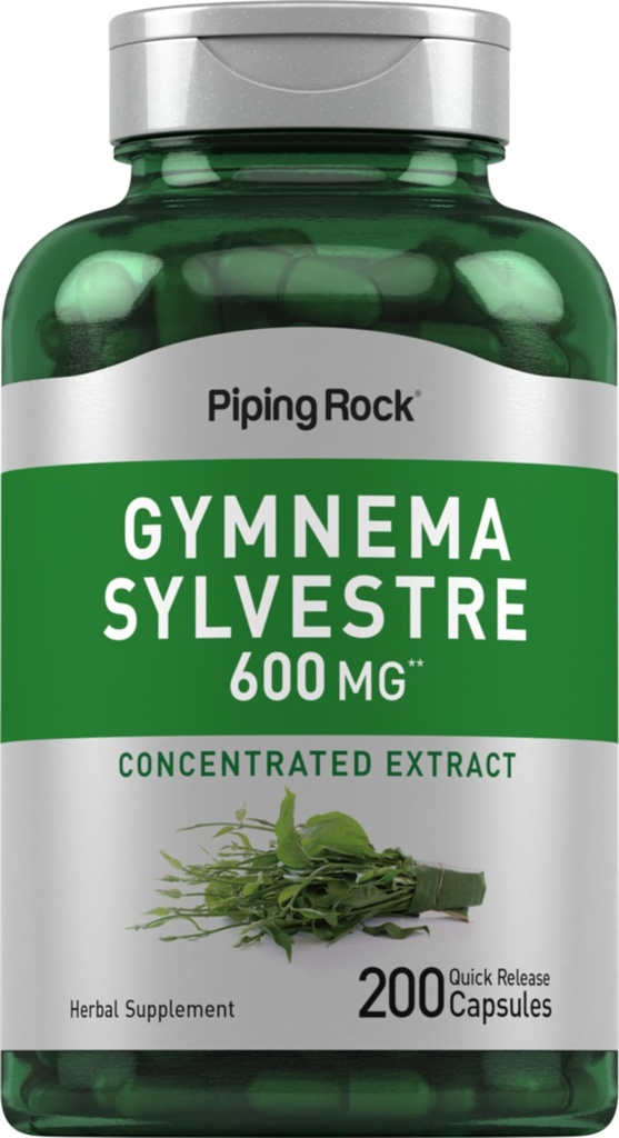 Piping Rock Gymnema Sylvestre 补充600 mg → 200 Capsules → 集中草药提取 → 非GMO 和 Gluten Free