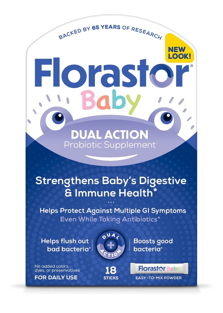 Florastor Baby Daily Probiotic Supplements,粉末混合牛奶,配方或软食品,Saccharomyces Boulardii CNCM I-745 (18种粉末棒)