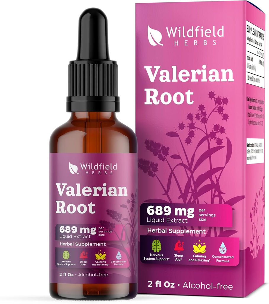 Valerian root drops 1000mg (Valeriana officinalis) 草药补充剂 比卡普勒斯更好,2个月供应,84次服务,无酒精丁香 - 2 Oz,1包