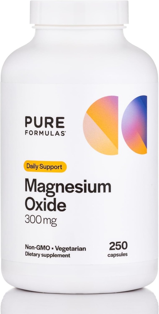 纯Formulas 氧化镁 300 mg – 健康心,放松,免疫支持,非GMO 植物盖 – 250 计数