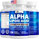 Alpha Lipoic Acid 600mg, ALA 能量助推、免疫支持、健康功能、强化吸收、R-Alpha Lipoic Acid 配有基本维生素,120卡普尔